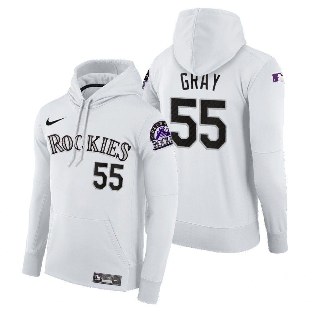 Cheap Men Colorado Rockies 55 Gray white home hoodie 2021 MLB Nike Jerseys